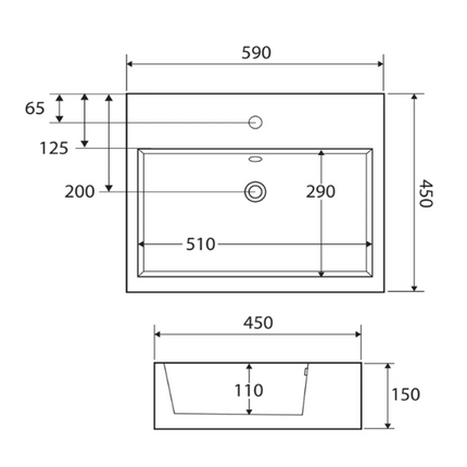 Fienza Modena Matte White Above Counter Basin, Square ,