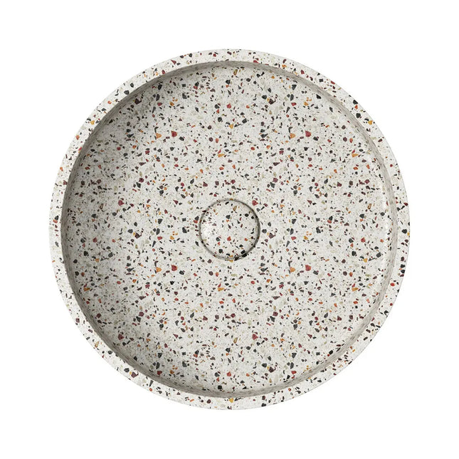 Fienza Jada Round Concrete Above Counter Basin Terrazzo