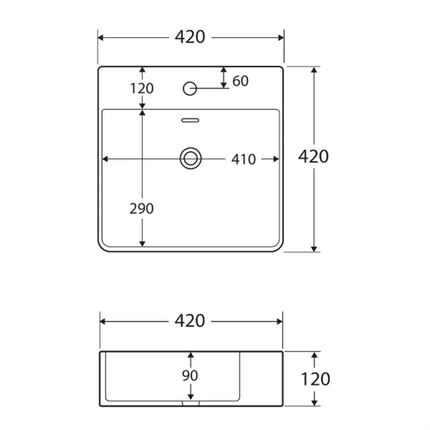 Fienza Petra Mini Gloss White Above Counter Basin ,