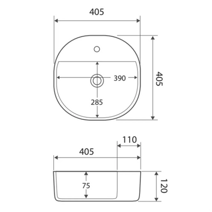 Fienza Chica Gloss White Above Counter Basin, 405mm ,