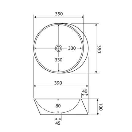 Fienza Alix Gloss White Ceramic Above Counter Basin, Circular ,
