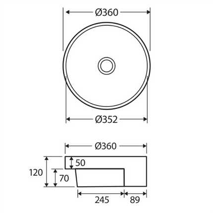 Fienza Reba Gloss White Semi Recessed Basin, No Tap Hole ,