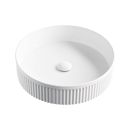 Fienza Eleanor Matte White Above Counter Basin, Fluted Design, Round , Default Title