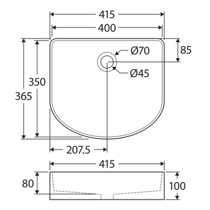 Fienza Forma Gloss White Above Counter Basin, Arch ,