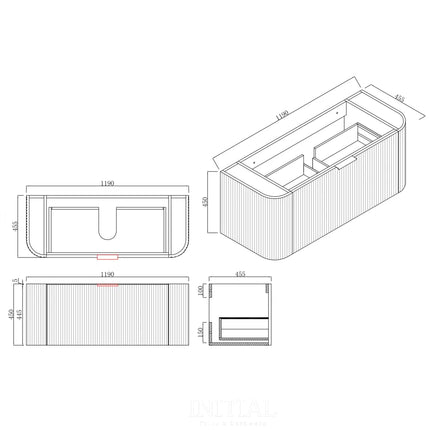 Orio White 1200 Wall Hung Vanity Single Drawer 1190X455X450 ,