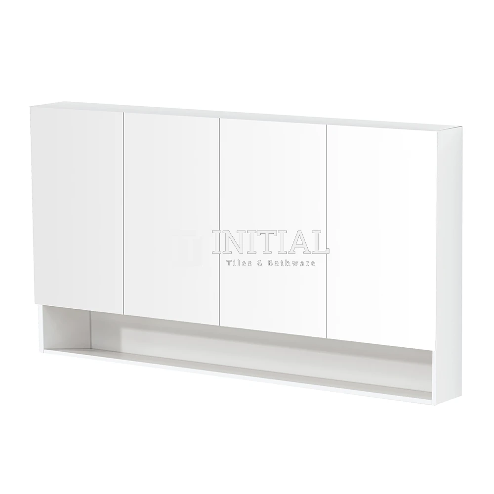 Riva 1500 Gloss White Shaving Cabinet, 4 Solid Doors ,
