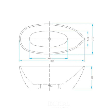 Chero 1500 Freestanding Bathtub Gloss White Non-Over Flow 1500X750X590 ,