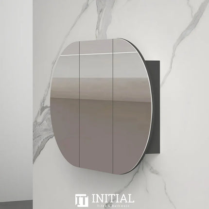 Siro 1200 Oval Shaving Cabinet Matte Black 1200X750X130 ,