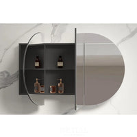 Siro 1200 Oval Shaving Cabinet Matte Black 1200X750X130 , Default Title