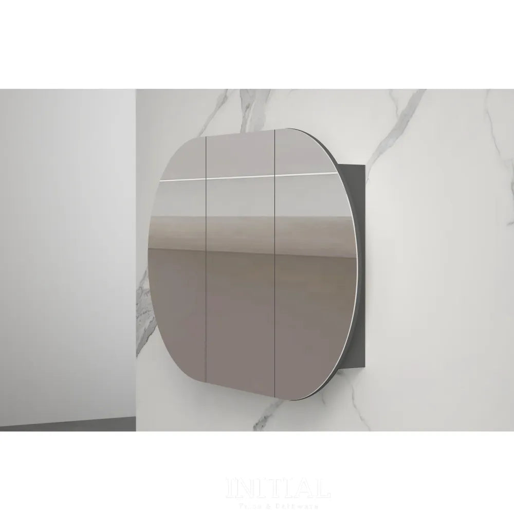 Siro 1500 Oval Shaving Cabinet Matte Black 1500X900X130 ,