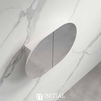 Siro 900 Oval Shaving Cabinet Matte White 900X650X130 ,