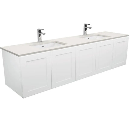 Fienza Mila Satin White 1800 Shaker Front Wall-Hung Cabinet Double Bowls