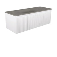 Alina Fluted Satin White 1200 Wall-Hung Cabinet , With Moulded Basin-Top - Satori Concrete 0 TH