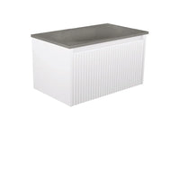 Alina Fluted Satin White 750 Wall-Hung Cabinet , With Moulded Basin-Top - Satori Concrete 0 TH