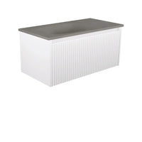 Alina Fluted Satin White 900 Wall-Hung Cabinet , With Moulded Basin-Top - Satori Concrete 0 TH