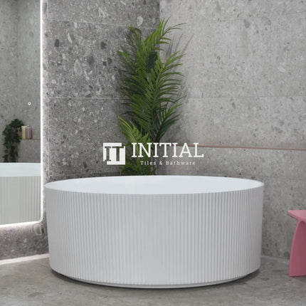 Sunshine Groove 1500 Matte White Fluted Freestanding Bathtub, Round , Default Title