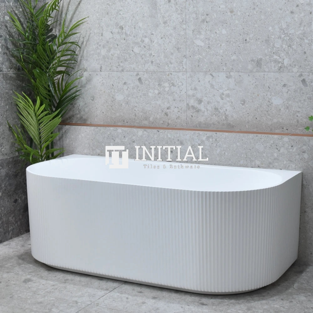 Brighton Groove Fluted Back to Wall Bathtub, Oval, Gloss White, 1500 X 750 X 580mm , Default Title
