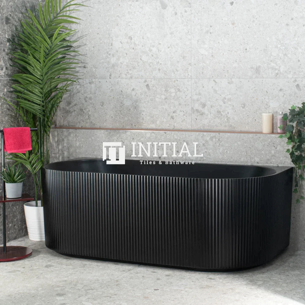 Brighton Groove Fluted Back to Wall Bathtub, Oval, Matte Black, 1500 X 750 X 580mm , Default Title