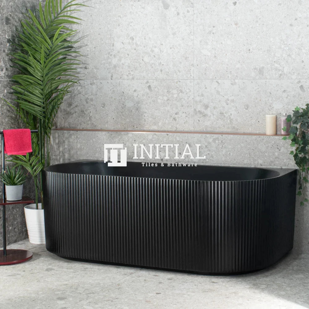 Brighton Groove Fluted Back to Wall Bathtub, Oval, Matte Black, 1700 X 800 X 580mm , Default Title