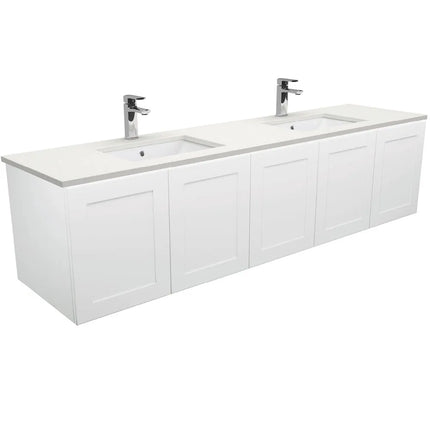 Fienza Mila Satin White 1800 Shaker Front Wall-Hung Cabinet Double Bowls