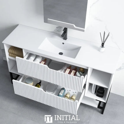 Ires White 1500 Wall Hung Cabinet Double Drawers Four Shelves 1490X460X550 ,