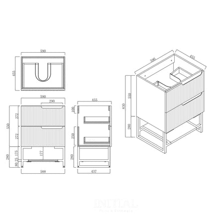 Ires White 600 Wall Hung Cabinet Double Drawers 590X460X550 ,