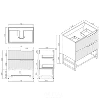 Ires White 750 Wall Hung Cabinet Double Drawers 740X460X550 ,