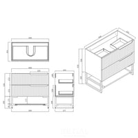 Ires White 900 Wall Hung Cabinet Double Drawers 890X460X550 ,