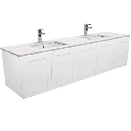 Fienza Mila Satin White 1800 Shaker Front Wall-Hung Cabinet Double Bowls