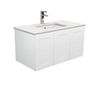 Fienza Mila Satin White 900 Shaker Front Wall-Hung Cabinet Left Drawer
