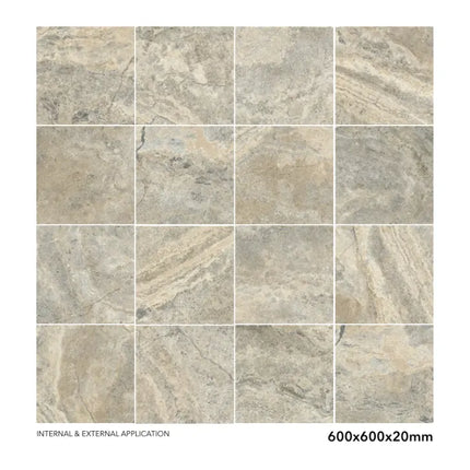 Silver Travertine Paver 600X600X20