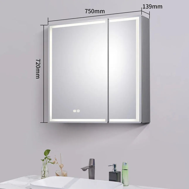 Rectangular LED Shaving Cabinet 600-1500X720X139mm