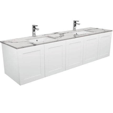 Fienza Mila Satin White 1800 Shaker Front Wall-Hung Cabinet Double Bowls