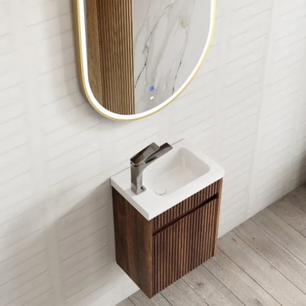 Otti Mini Ensuite Vanity 400mm Sable Walnut Fluted Vanity