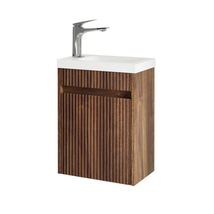 Otti Mini Ensuite Vanity 400mm Sable Walnut Fluted Vanity