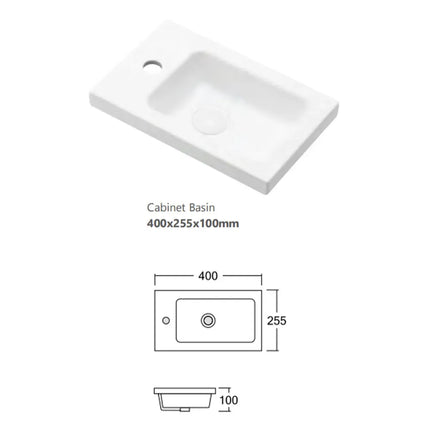 Otti Mini Ensuite Vanity 400mm Matte White Fluted Vanity