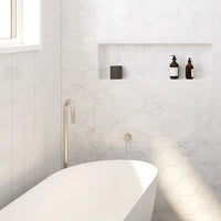 Fienza Kaya Gooseneck Floor Mounted Bath Outlet Brushed Nickel ,