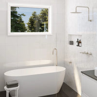 Fienza Kaya Gooseneck Floor Mounted Bath Outlet Brushed Nickel ,