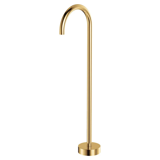 Fienza Kaya Gooseneck Floor Mounted Bath Outlet Brass Gold ,