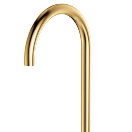 Fienza Kaya Gooseneck Floor Mounted Bath Outlet Brass Gold ,