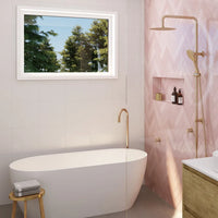 Fienza Kaya Gooseneck Floor Mounted Bath Outlet Brass Gold ,