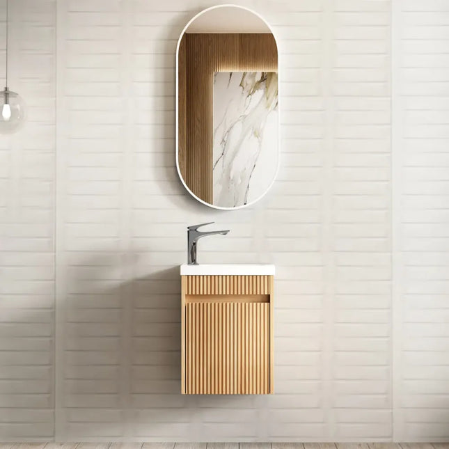 Otti Mini Ensuite Vanity 400mm Woodland Oak Fluted Vanity