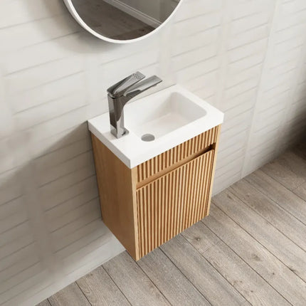 Otti Mini Ensuite Vanity 400mm Woodland Oak Fluted Vanity