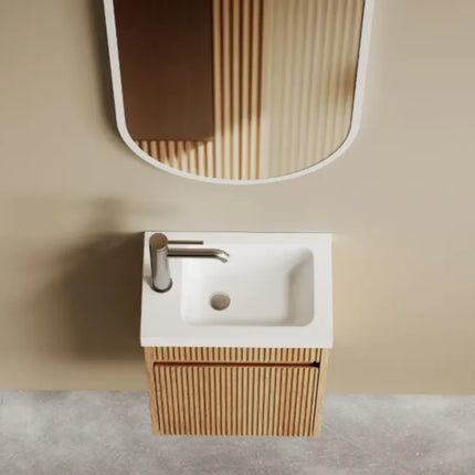 Otti Mini Ensuite Vanity 400mm Woodland Oak Fluted Vanity