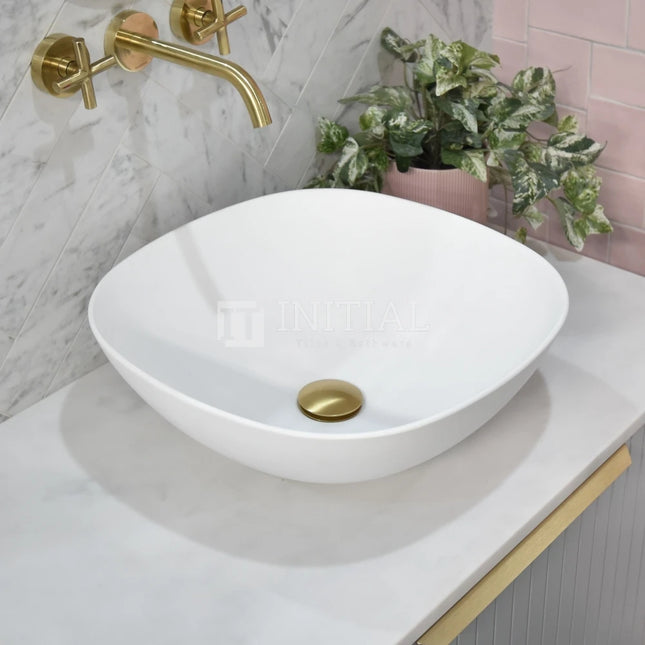 Rolo Matte White Above Counter Basin, Single Bowl, Soft Square, 430X430X150 ,