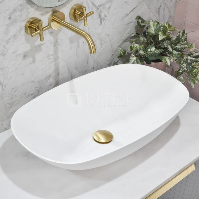 Rolo Matte White Above Counter Basin, Single Bowl, Soft Rectangle, 630X360X150 ,