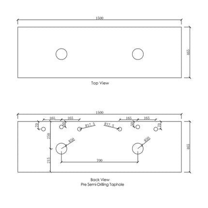 Otti Laguna Wall Hung Vanity Matte White 1490X460X550