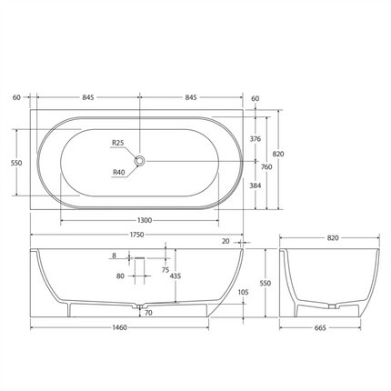 Fienza Matta Solid Surface Corner Bath, 1700mm, Matte White