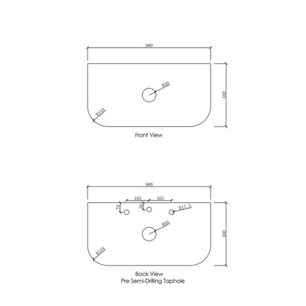 Otti Bondi Wall Hung Curve Vanity with 1 Drawer Woodland Oak 890X450X450 ,