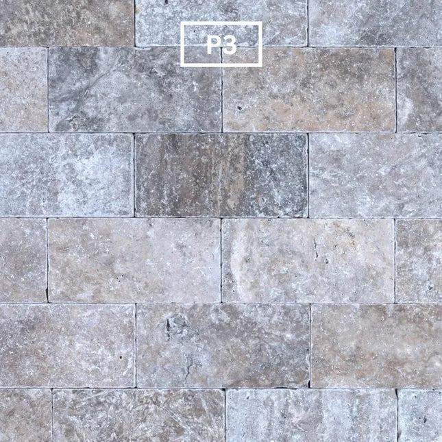 Outdoor Stone Silver Travertine Tumbled Cobblestones 100X100X30mm ∣ 200X100X30mm